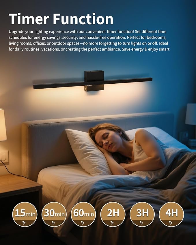Rayogale 36 Inch 8000mAh Rechargeable Battery Operated Wall Sconce Set of Two - Image 4
