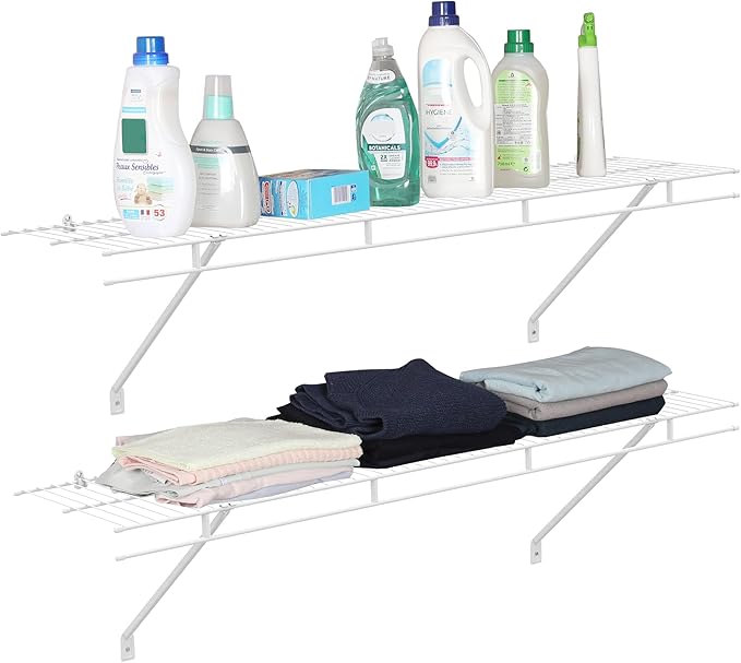 HAUSHOF Closet Shelves Wall Mounted 4-Pack, 4 ft x 12in White Wire Shelving - Image 6