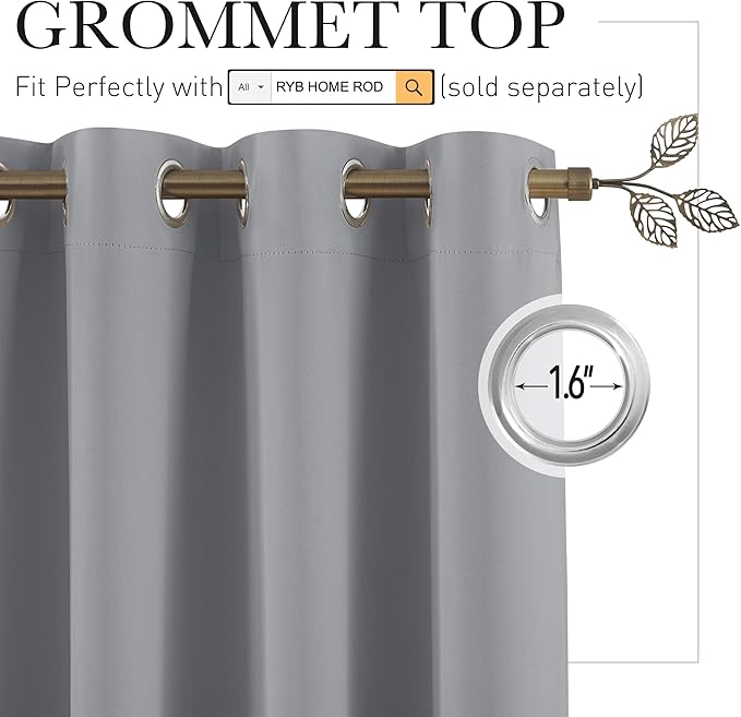 RYB HOME Room Divider Curtains Blackout, Total Privacy Curtains Screen Partition - Image 2