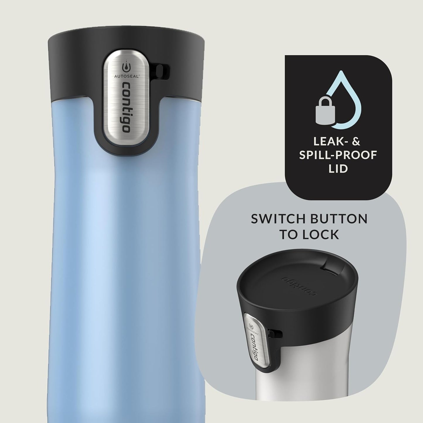 Contigo AUTOSEAL West Loop Vacuum-Insulated Stainless Steel Travel Mug with Easy-Clean Lid 20 oz 2-Pack Salted Frosted Pearl; Glacier Frosted Pearl