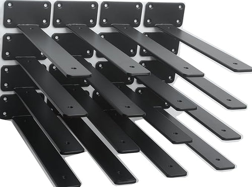 16 Pack - 10 inch Black Hidden L Shelf Bracket Iron Floating Shelf Brackets by MHMYDZ