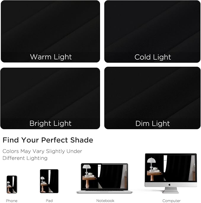 CUCRAF Black Blackout Curtains 84 inch Length 2 Panels Set, Rod Pocket Room - Image 4