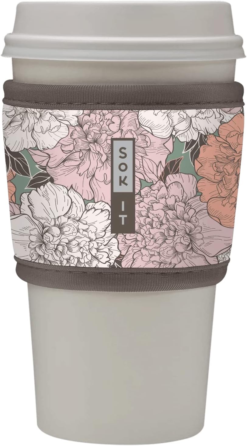 Sok It HotSok Coffee & Tea Reusable Insulated Neoprene Cup Sleeve (Carnations)