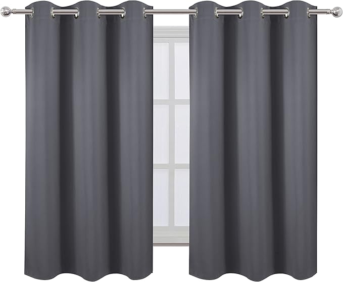 LEMOMO Grey Blackout Curtains for Bedroom Room Darkening Curtains/38 x 54 Inch - Image 2