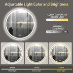 Itrue 36 Inch LED Bathroom Round Mirror, Adjustable Color Temp & Brightness - Image 3
