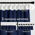 MIULEE Navy Blue Back Tab Blackout Curtains 90 Inches Long 2 Panels Set - Image 3