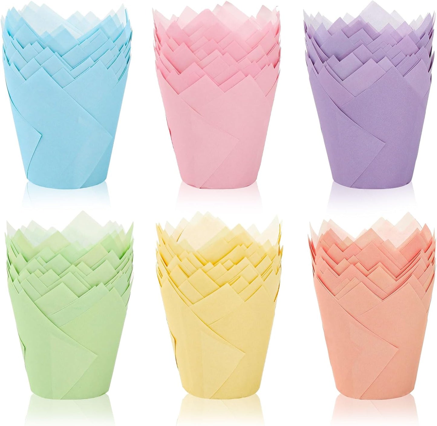 180Pcs Pastel Tulip Cupcake Liners Colorful Muffin Baking Cups Pink Blue Purple Yellow Orange Green Cupcake Wrappers for Spring Easter Holiday Party Supplies