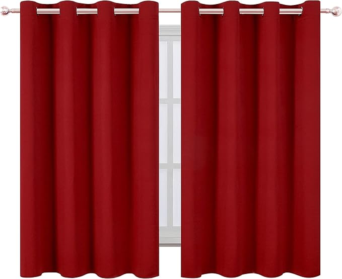LEMOMO Red Blackout Curtains/52 x 45 Inch Length Kids Curtains/Set of 2 Panels - Image 2