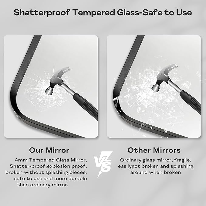 Black Metal Framed Bathroom Mirror - Image 4