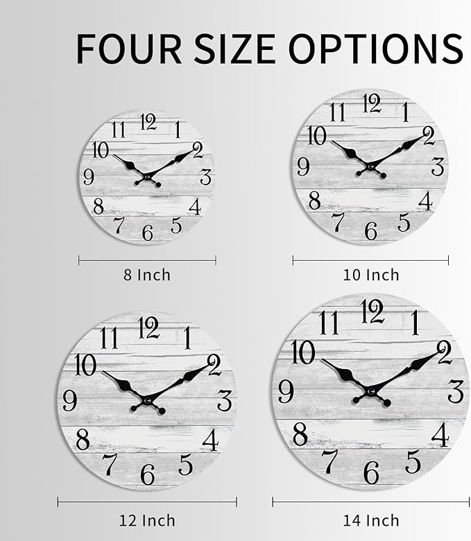 KECYET Wall Clock Battery Operated 10 Inch Gray Silent Non Ticking Country - Image 2