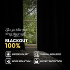 Yakamok 100% Blackout Curtain Panels 72 inches Cold and Light Blocking Drapes - Image 7