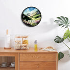 12'' Silent Non-Ticking Rustic Mountain Wildflowers Wall Clock, Battery - Image 4