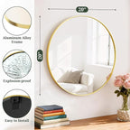 Round Wall Mirror 20 Inch Gold Vanity Mirror - Image 2