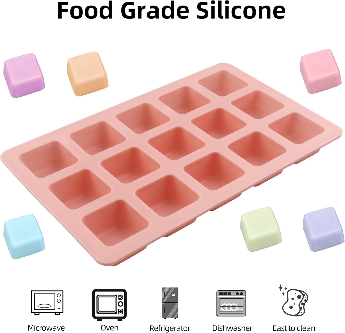 Square Chocolate Molds 3pcs Silicone Square Candy Mold 1 inch for Ice Cubes Caramel, Jello, Resin