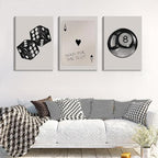 BOKPEN 3Pcs Black and White Poker Dice Canvas Wall Art Funky Retro Y2K Trendy - Image 2