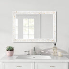 Mosaic Mirrors for Wall 20x28 Inch, Natural Mother of Pearl Inlay White Framed - Image 5