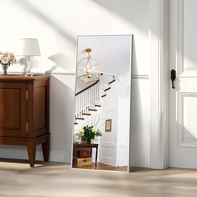 KOCUUY Silver Framed Mirror, HD Tempered Glass, Anti-Rust Frame, Modern Design - Image 5
