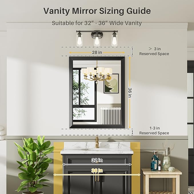 Briivue 28x36 Inch Black Bathroom Mirror - Image 2