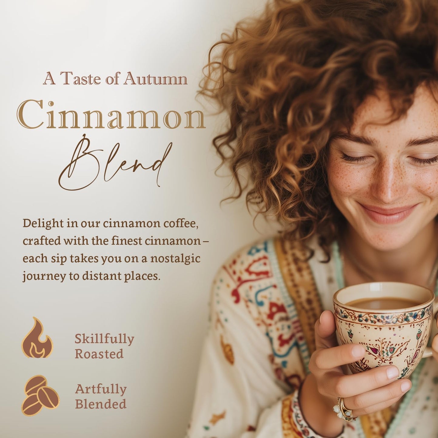 Cinnamon Flavored Whole Bean Coffee – 100% Arabica, Single Origin, Medium Roast, Naturally Sweetened, Warm and Spicy Flavor – by Coffea Flavor