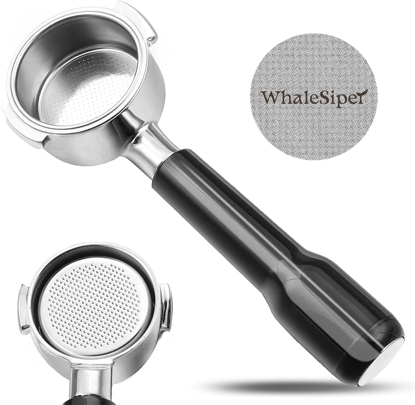 51mm Bottomless Portafilter & Puck Screen, 2 Ears Stainless Steel Head, Only Compatible with De'Longhi ECP3420, EC155, BCO430, EC260, and ECP3120, Includes 304 Stainless Steel Filter Basket