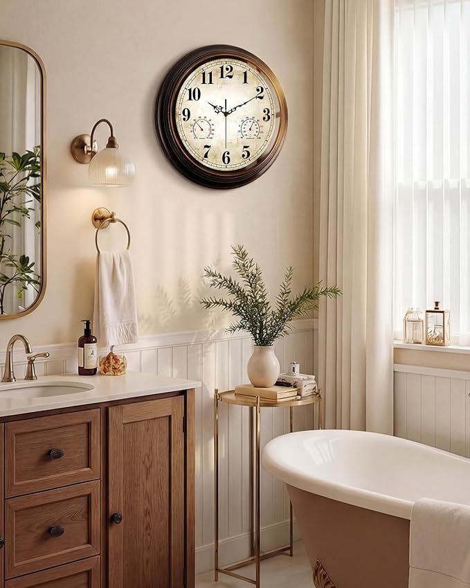 Vintage Wall Clock 16 Inch Quartz Silent Non-Ticking Analog Clock - Image 9