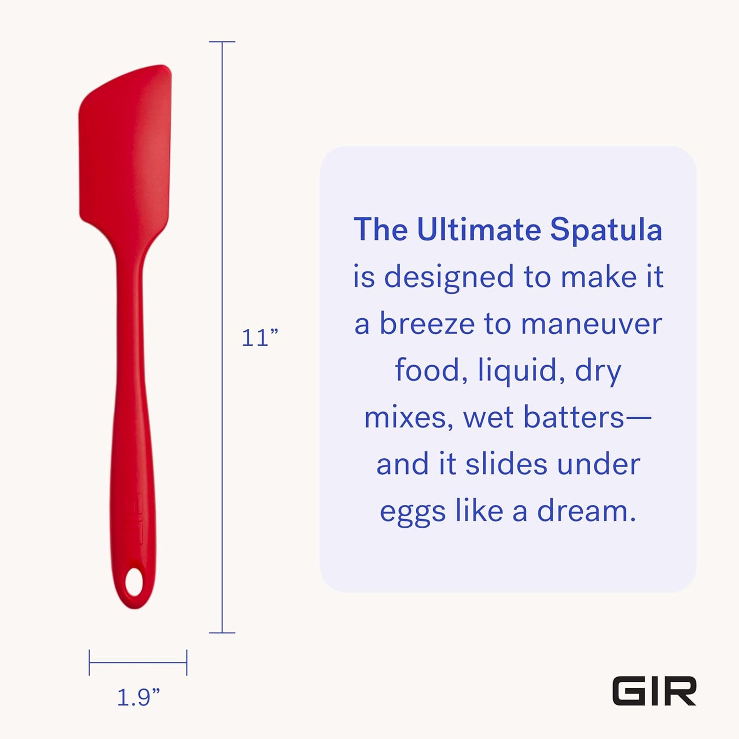 GIR: Get It Right Silicone Spatula for Cooking, Baking, Scraping, and Mixing - Non-Stick & Heat Resistant Kitchen Spatula - 11 Inch, Red - Silicone Cooking Utensils