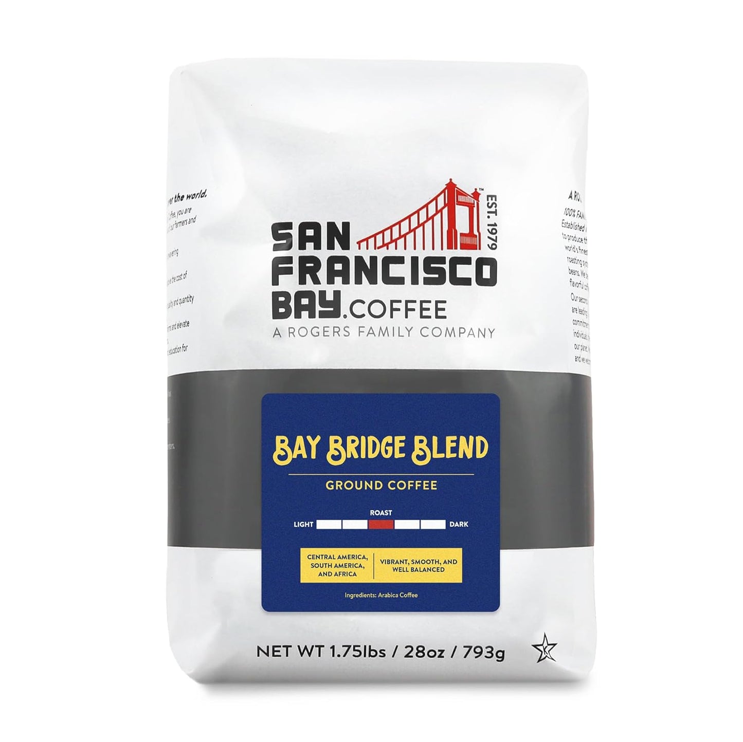 San Francisco Bay Ground Coffee – Bay Bridge Blend (28oz Bag), Medium Roast