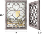 Set of 2 19x26 Inch Large Brown Shatterproof Rectangular Wall Mirrors, Boho - Image 2