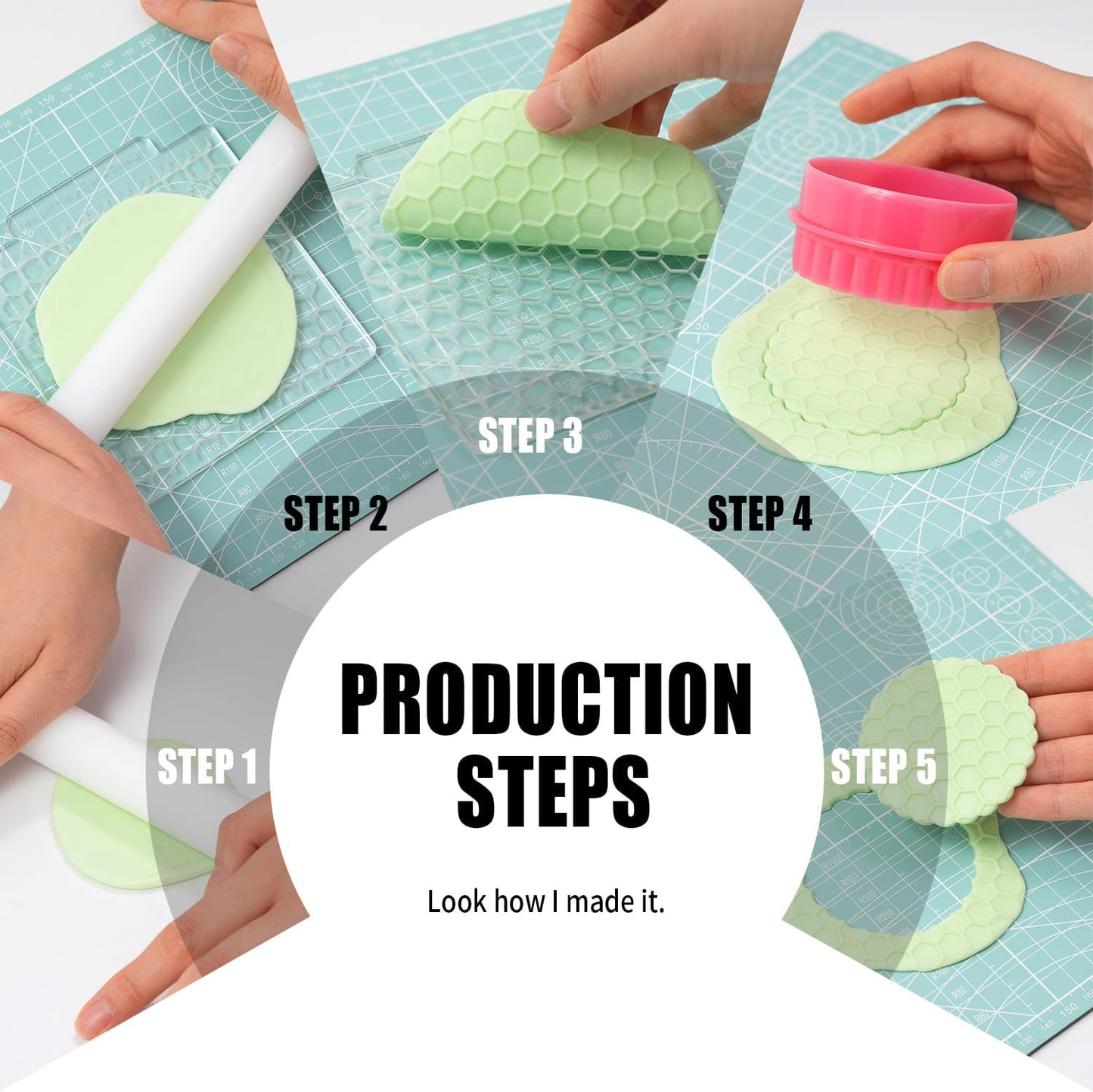 KALAIEN 3 Pack Cookie Embosser Set, Fondant Impression Mats Acrylic Embosser for Fondant Stamps, Texture Sheets for Polymer Clay, Chocolate, Cupcake Topper, Fondant Molds-Style 2