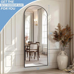 56"X18" Arched Full Length Mirror, Tempered Glass Full Body Mirror - Image 3