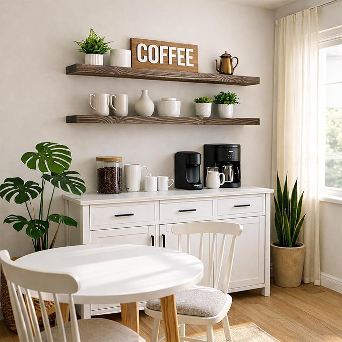 Floating Shelves 60 inch Long 8 "deep Set of 2, Heavy Duty Wood Wall Mounted - Image 2