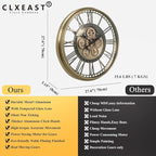 CLXEAST 28 Inch Gold Moving Gear Wall Clock - Image 4