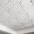 Art3d Drop Ceiling Tiles 24x24 in White, Wainscoting Panels Glue Up 2x2 by Art3d