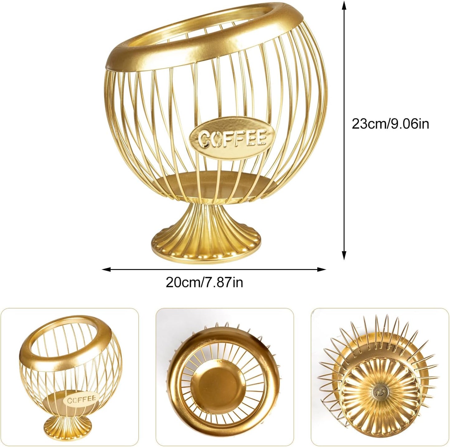 Stainless Steel Sphere Cup Coffee Basket pods holder Sturdy for Home or Office Kitchen Counter Organizer Espresso Capsule (Gold)