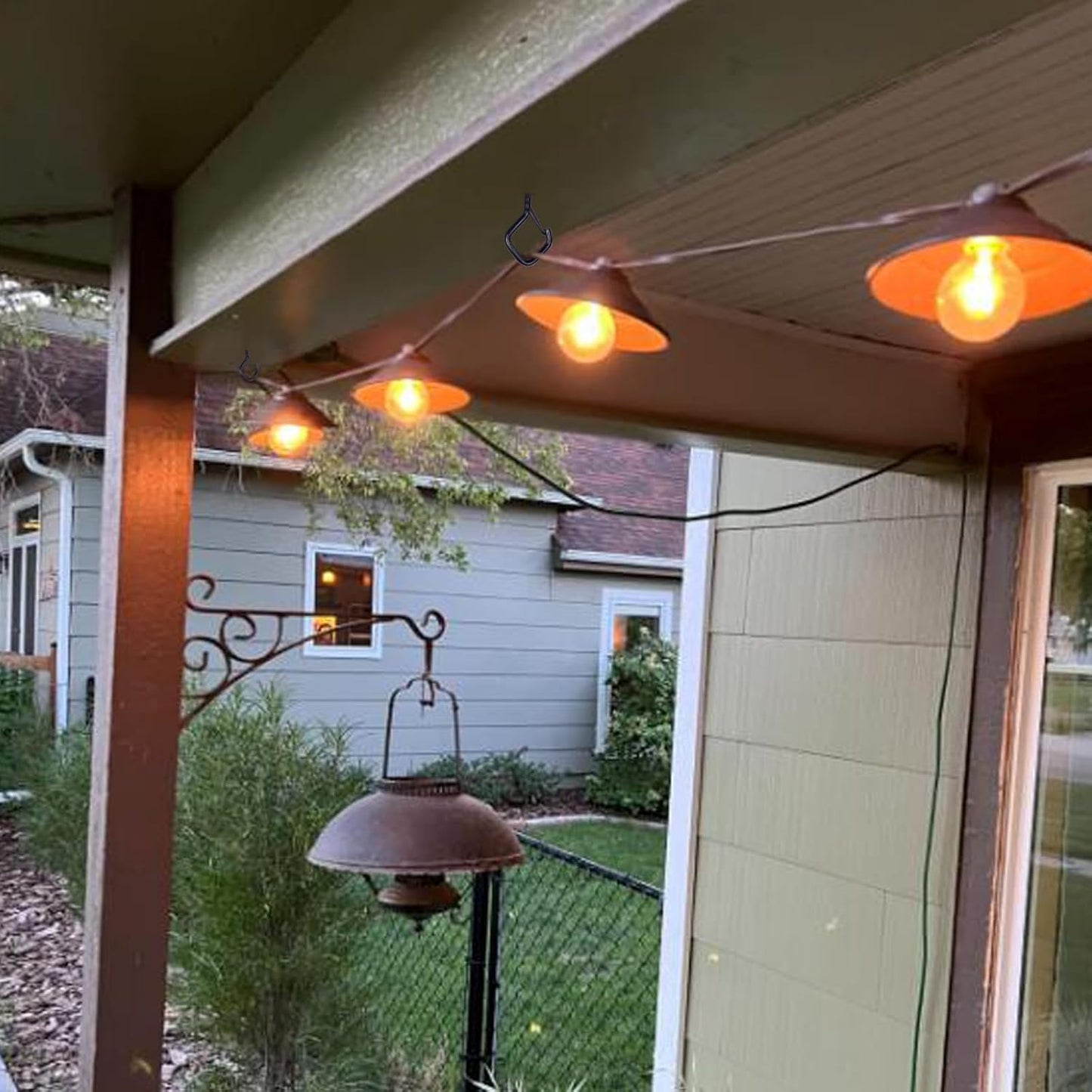 50 PCS Black Eye Screw Hooks for Hanging Heavy Duty with Safety Buckle.Metal Ceiling Hooks for Hanging Plants Cup Wind Chime Bird Feeders Patio Lights at Indoor&Outdoor