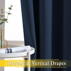 NICETOWN Navy Blue Blackout Room Divider Curtains 90 inch Length, Grommet - Image 5