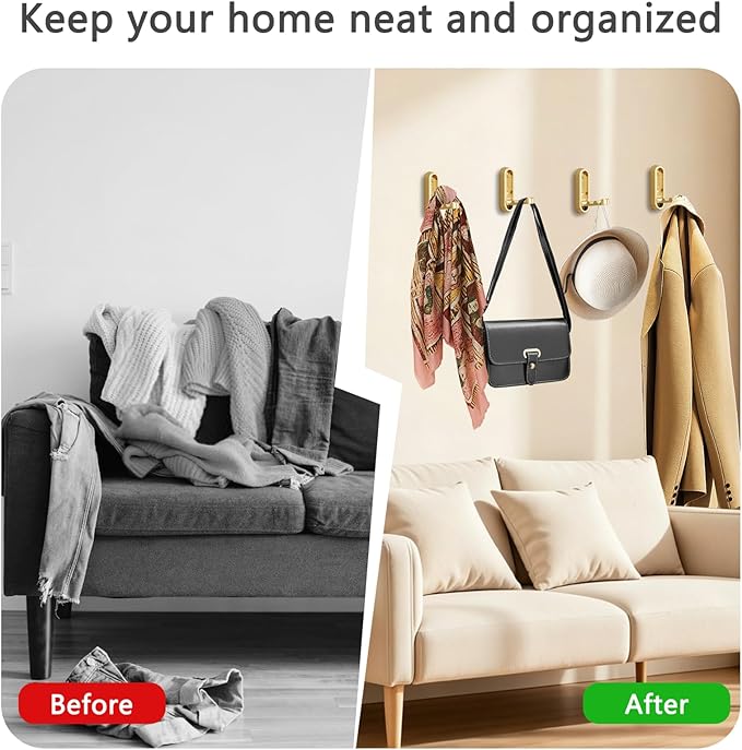 4PCS Folding Coat Hooks, Heavy Duty Wall Hooks Made of Zinc Alloy, Foldable - Image 5