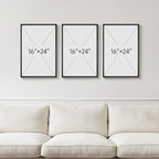 Framed Boho Black and White Abstract Wall Art, 3 Piece Modern Beige Canvas - Image 3