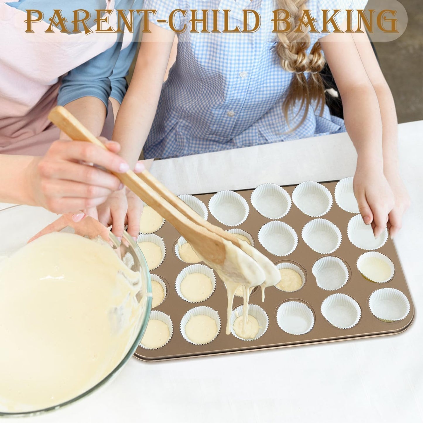 Nsmykhg 24-Cup Nonstick Mini Cupcake & Muffin Pans - Carbon Steel Baking Pans, 3 Pack, Durable Muffin Tin, Easy to Clean, Perfect for Baking Cupcakes & Mini Muffins, Oven Safe, BPA-Free