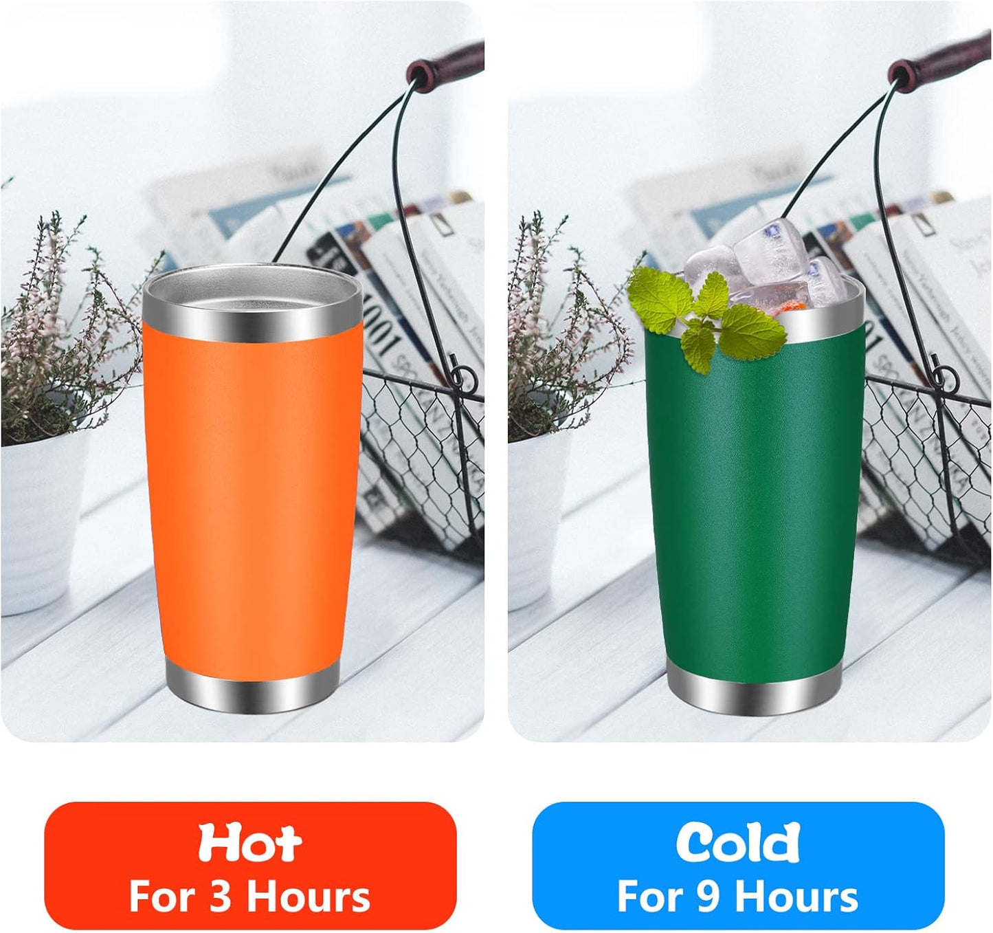 VEGOND 20oz Tumbler with Lid and Straw Stainless Steel Tumbler Cup Vacuum Insulated Double Wall Travel Coffee Mug Powder Coated Coffee Cup(Orange 1 Pack)