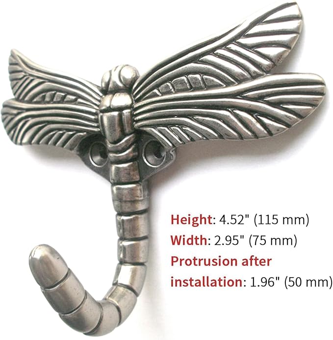 Dragonfly Hooks Wall Mounted Cloak Rack, Animal Heavy Duty Vintage Decorative - Image 4