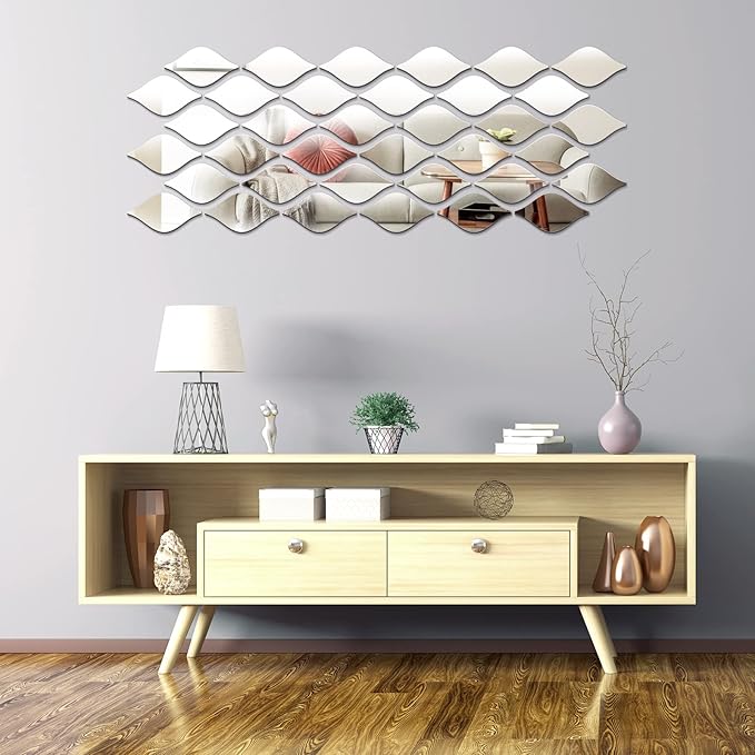 Weysat 30 Pcs Mirror Wall Stickers Decor Acrylic 3D Tear Drop Decorative - Image 6