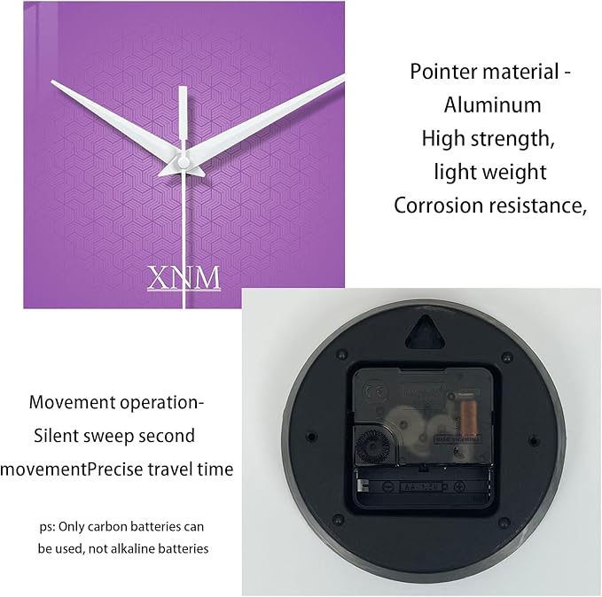 XNM Purple Wall Clock for Girls Bedroom Analog Simple Wall Clocks Battery - Image 7