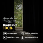 Yakamok 100% Blackout Curtain Panels 72 inches Cold and Light Blocking Drapes - Image 7
