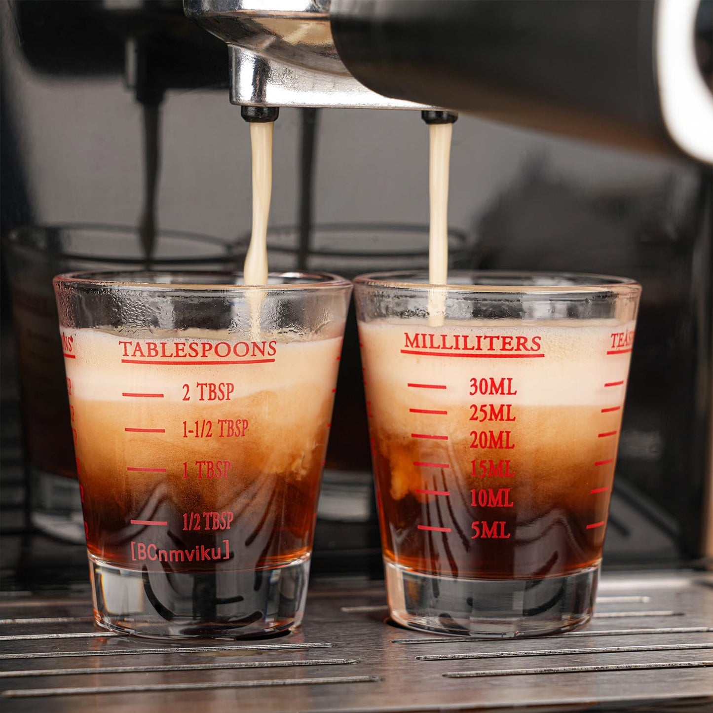 Shot Glasses Measuring cup Espresso Shot Glass Liquid Heavy Glass Wine Glass 2 Pack 26-Incremental Measurement 1oz, 6 Tsp, 2 Tbs, 30ml (Black and Red)