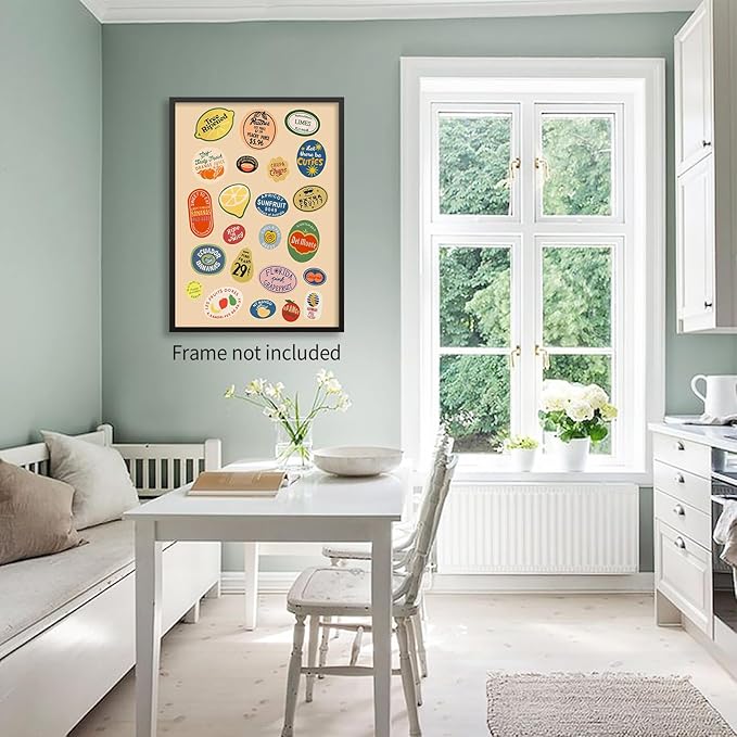 Trendy Kitchen Canvas Wall Art Vintage Fruit Market Pictures Prints Retro Food - Image 6