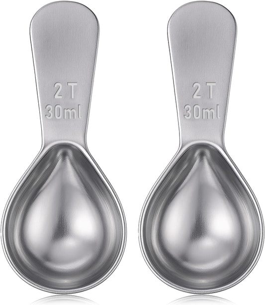 2 Pcs 2 Tbsp Scoop, Stainless Steel 2 Tablespoon Capacity, 30ml Short-Handled Coffee Scoop for Ground Coffees Fits Inside Canisters