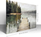 Nature Landscape Large Wall Art Canvas Picture，Horizontal Dock Forest Artwork - Image 2
