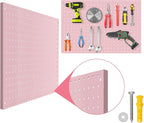 Peg Board, 2 Pack Metal Pegboard Panels Pink Pegboards Wall Organizer - Image 3