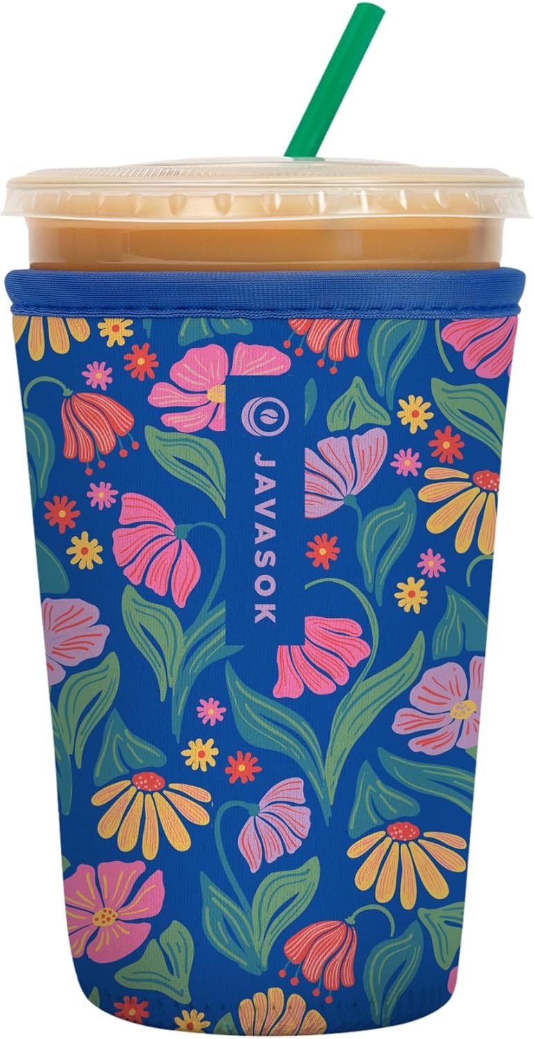 Sok It JavaSok Iced Coffee & Cold Soda Insulated Neoprene Cup Sleeve (Fairy Flora, Medium: 22-28oz)